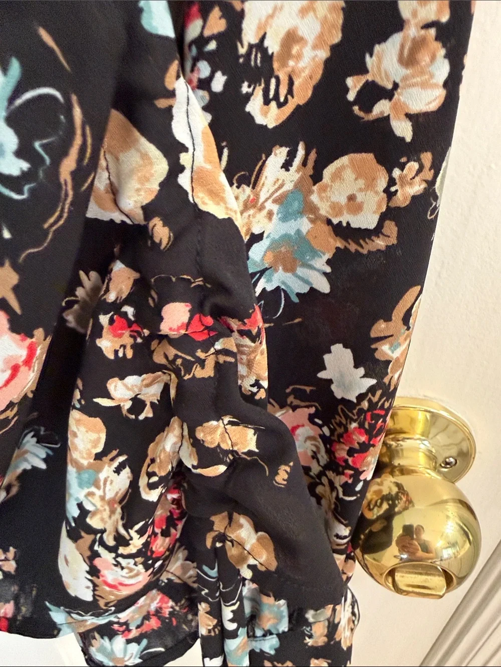 Halogen Black Floral Long-Sleeve Blouse